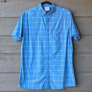 Mammut Mountain Shirt Blue Gold Checkered Size Large Hiking Outdoors Gorpcore